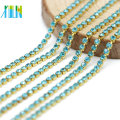 Hot selling Fashion Aquamarine Color Rhinestone Gold Close Cup Crystal Glass Chaton Chain Jewelry Wholesale Supplies G0106